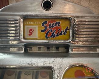 1940's Jennings 5¢ SUN CHIEF Tic-Tac-Toe Slot Machine