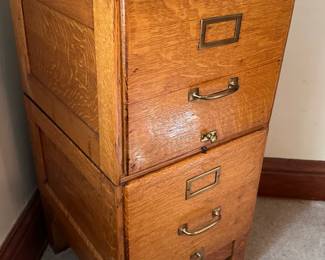 Antique Globe Wernicke Two Drawer Stacking File Cabinet
