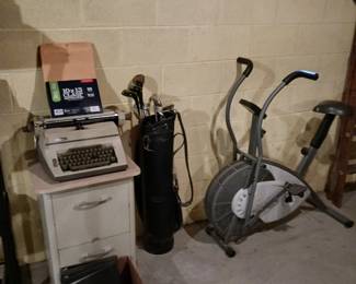 Typewriter,  Golf Clubs and Exercise Bike!