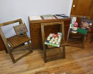 Table with 3 Chairs! (Chairs fold to hide inside table) Very Neat!