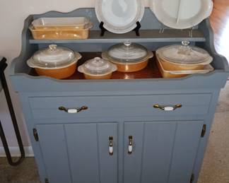Nice Dry Sink with "Marigold" Fireking Cassarole Dishes!