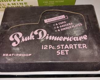 New in the Box, Anchorglass Pink Dinnerware Set!