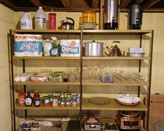Variety of Kitchenware and Supplies. On Top Shelf - New in the Box Coffee Percolators!