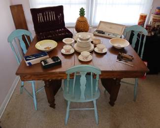 Vintage Pineapple Cookie Jar in the Back! Another View of Table!