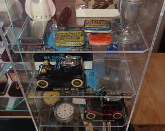 Sterling Silver Salt/Pepper Shakers, 2 Stop Watches and 2 Antique Car Lighters with the Box!