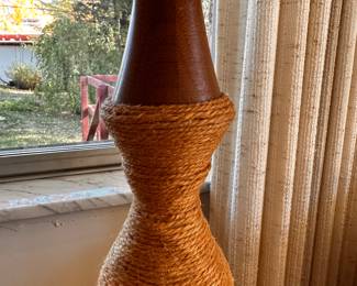 A terrific MCM Hemp Twine & Maple Wood Table Lamp!