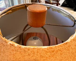 A terrific MCM Cork & Maple Wood Table Lamp!