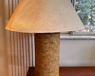 A terrific MCM Cork & Maple Wood Table Lamp!