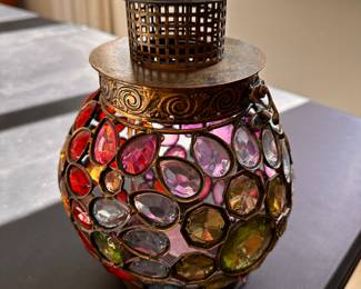 A very cool bedazzled candle holder hanging lamp!
