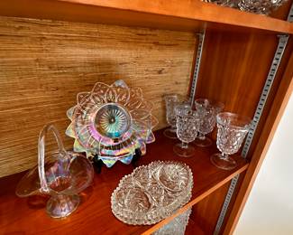 Love the irridescent scalloped bowl at the center of the pic. 