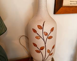 Here is the SECOND of TWO MCM Lamps! This is on the right of your screen into first pic! Beautiful in every way! Love the ENAMELED Leaves! EXCELLENT CONDITION! 