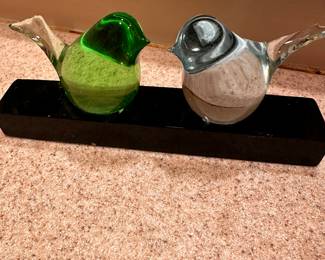 Got the keys today! Here is our initial walkthrough! Pair if beautiful art glass birds! 