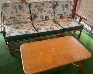 Got the keys today! Here is our initial walkthrough! A five piece set of MCM Haywood Wakefield furniture! 