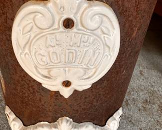 This is a REAL Estate Sale find: A Beautiful 1978 Godin Le Grande Stove, Model 3720, Victorian style, manufactured in France by the Godin Company. Has never been painted or altered.  Can burn coal or wood. Complete! 