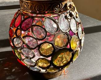 A very cool bedazzled candle holder hanging lamp!