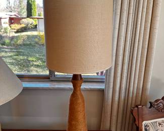A terrific MCM Hemp Twine & Maple Wood Table Lamp!