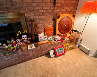 The heart of the fireplace is filled with toys and games! Vintage to new! 