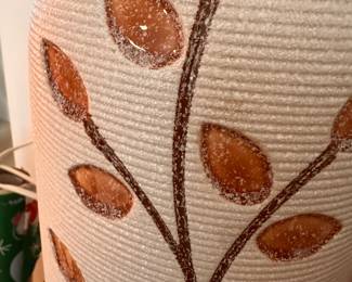 Close Up! One of TWO MCM Lamps! This is the one on the LEFT of your screen! Beautiful in every way! Love the ENAMELED Leaves! EXCELLENT CONDITION! 
