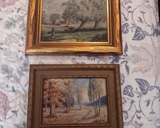 2 original small oil paintings by Glenn Bastian, listed Indiana artist