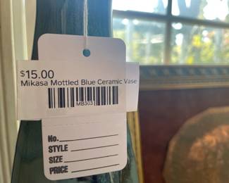 Mikasa Mottled Blue Ceramic Vase