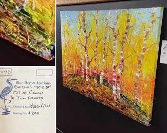 Lot #40: Signed, original oil on canvas “Aspens” by Tim Kenney (30”x40”)