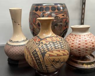 LOT #8:  One-of-a-Kind Signed Pottery Vessels from the Mata Ortiz Village, CHOICE OF FOUR PIECES