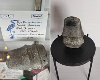 Lot #5: Primitive Native American Full Groove Axe Head