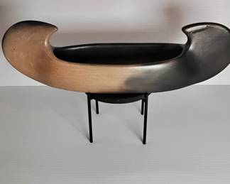 Lot #12: Catawba Pottery Canoe signed by Earl Robbins