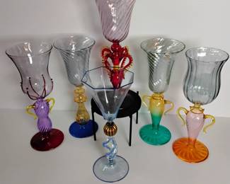 LOT #1:  Vintage Murano Glass Stemware, Choice of 6