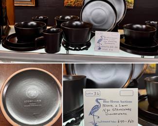 LOT #36: 16 piece stoneware set  (Four 4 piece place settings) by Stone & Lain