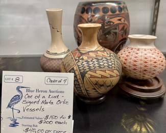LOT #8:  CHOICE OF FOUR PIECES: One-of-a-Kind Signed  Pottery Vessels from the Mata Ortiz Village