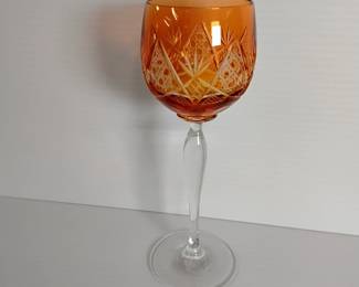 LOT #2: CHOICE OF 9 COLOR CUT TO CLEAR VINTAGE CRYSTAL WINE HOCKS