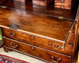Lot #38: Antique English Mahogany Escritoire (open view)