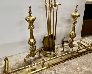 Lot numbers 21 to 23, Vintage Brass Fireplace accessories 