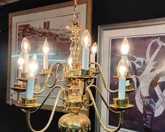 Lot #24: Vintage Brass 10 arm chandelier