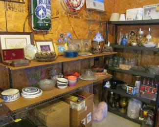 crystal, large serving dishes, mason jars, odds and ends