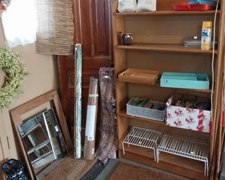 vintage door, shelving, framed mirror