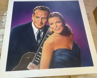 Les Paul and Mary Ford 13x13 Original Art by Joann Daily