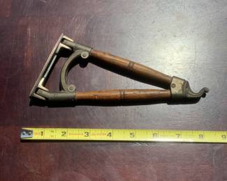 Vintage Wood Metal Swinging Coat Hanger 8in