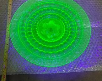 Vintage Green Uranium Depression Glass Plate
