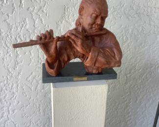 "Etude" by Gloria Bradley Art Sculpture Man Flute Head 2/15 24x20in