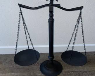 Vintage Painted Black Brass Balancing Scale With Eagle