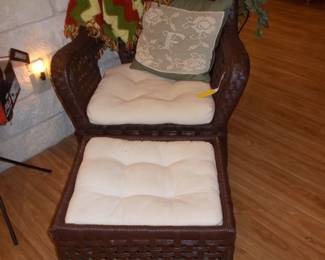 Rattan chair and ottoman