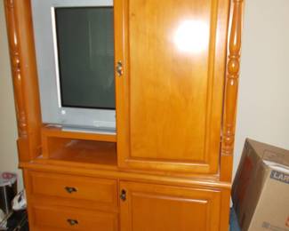 TV armoire with closed or open doors   TV also for sale