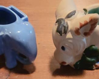 Elephant ashtray, match holder - made in Germany. Vintage donkey ashtray. Political opponents?