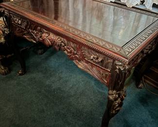 Hand carved teakwood table