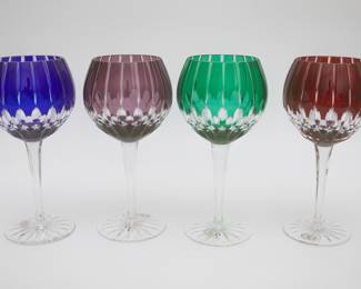 Set of 4 AJKA Hungarian Crystal Wine Glasses