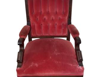 Red Velvet Mahogany Chair 