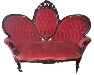 Victorian Red Velvet Setee 