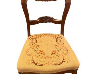 Hand Carved Needlepoint Chair 